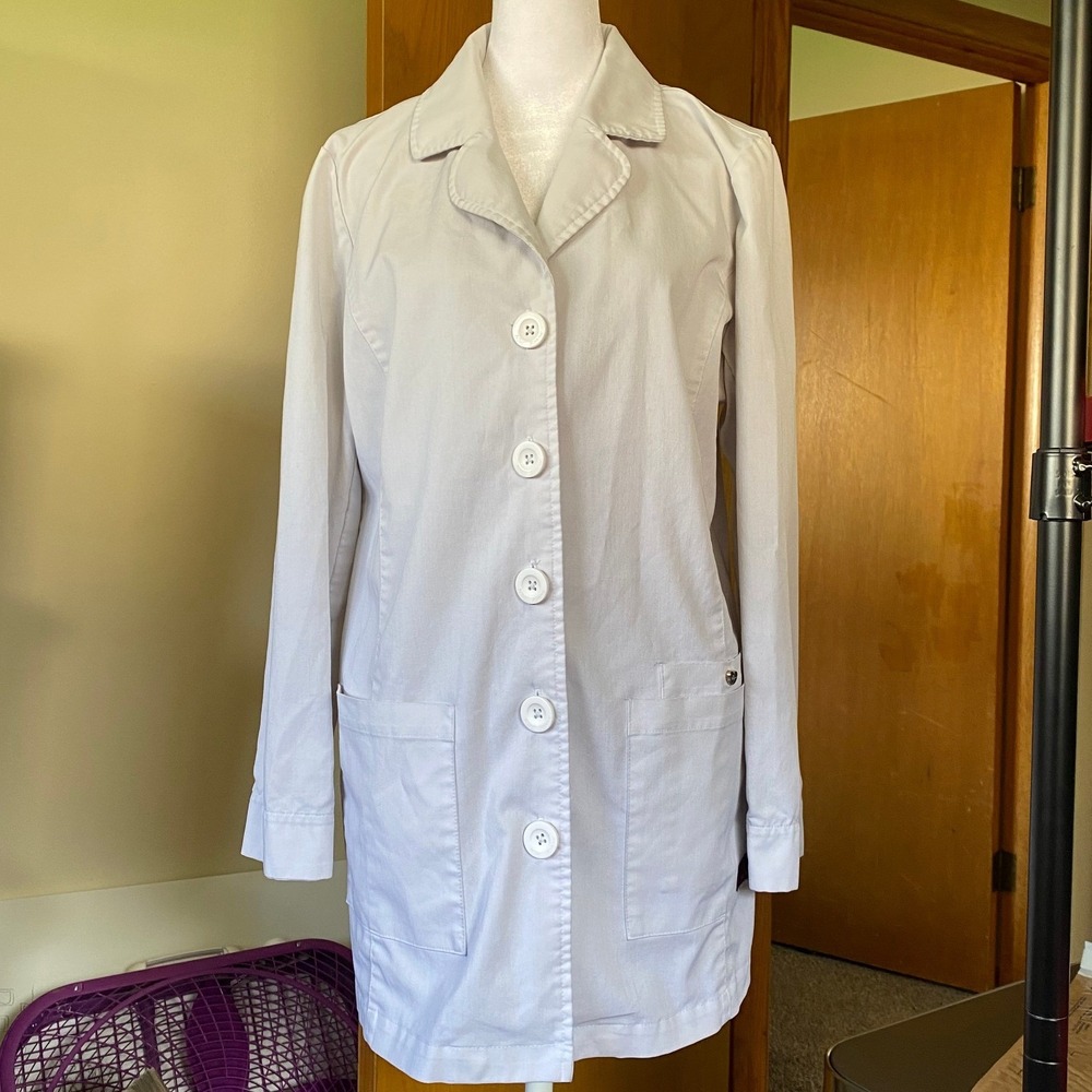 Betsey Johnson White Pea Coat Utility Jacket Medium Y2K Twee Pinupcore Retro Fem